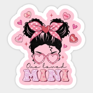 One Loved Mini Messy Bun Heart Glasses Matching Valentines Sticker